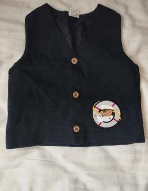 Vintage Teddy Bear Sailor Vest Toddler 2T Navy Nautical Button Up